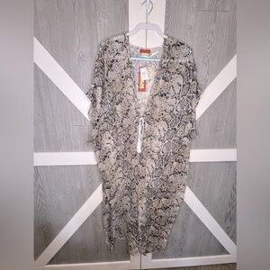 017. NWT CARLOS by CARLOS SANTANA Snake Skin Sheer Swim Cover up One Size